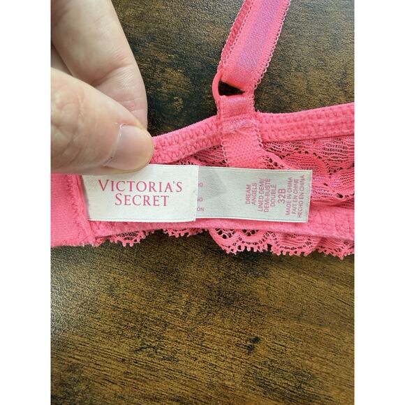 Victoria's Secret Dream Angels Lined Demi Bra Pink Lace Underwire Pad Size 32B - Picture 4 of 6